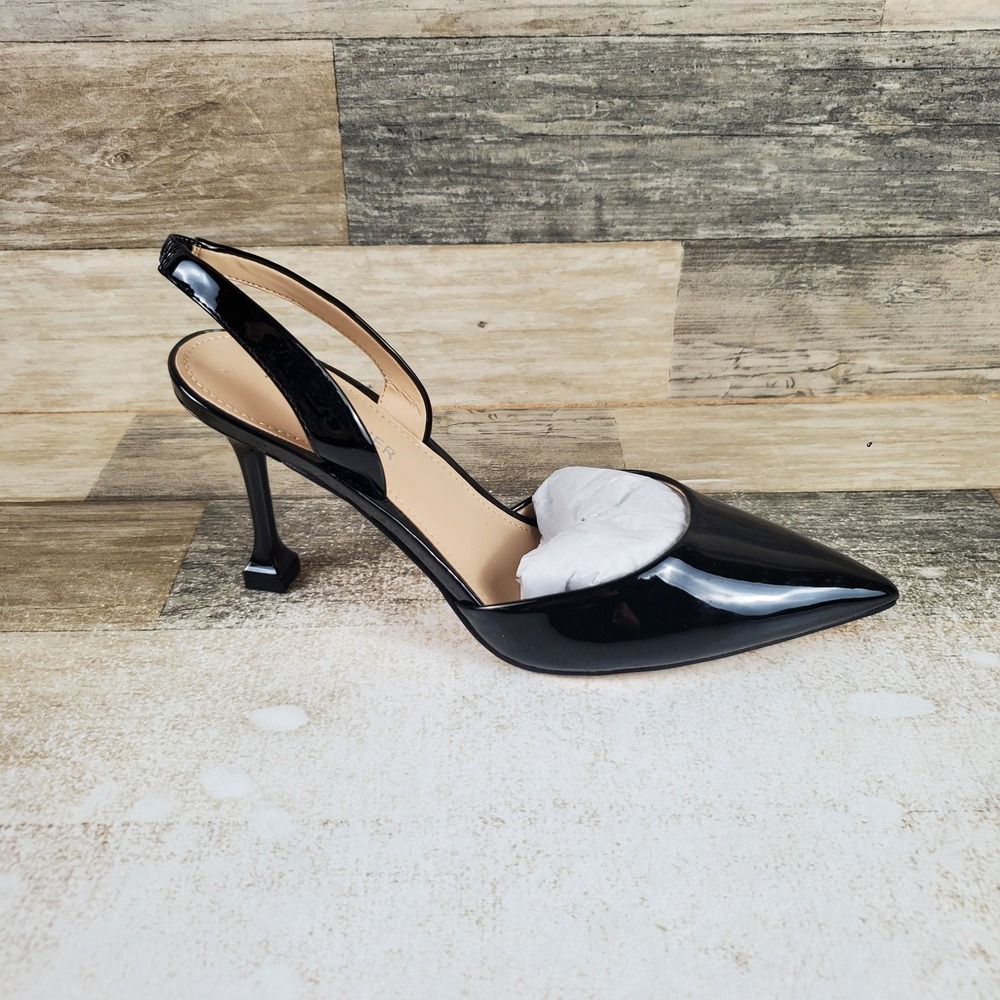 Marc Fisher Hadya Womens Pumps Sz 7.5 M Black Patent Slingback Stiletto Heel